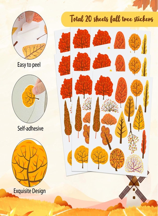 Lucleag 320 PCS Fall Tree Stickers for Kids, Multi Styles Autumn Tree Stickers for Crafts, Small Fall Autumn Trees Stickers for Thanksgiving Fall Autumn Decorations Gift for Kids - Image 3